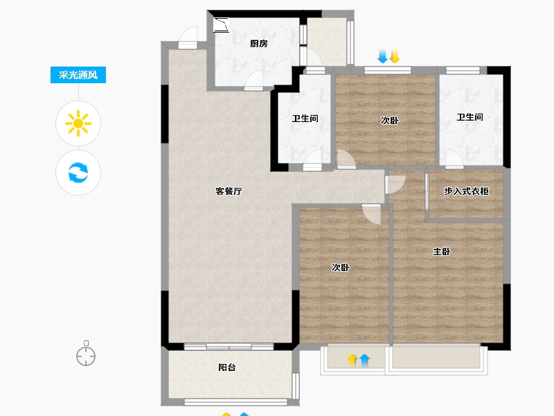 山东省-济南市-济南恒大龙奥御苑-111.99-户型库-采光通风