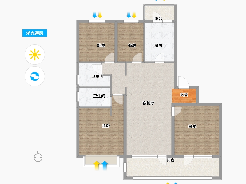 山东省-青岛市-海尔产城创世纪公馆-133.82-户型库-采光通风