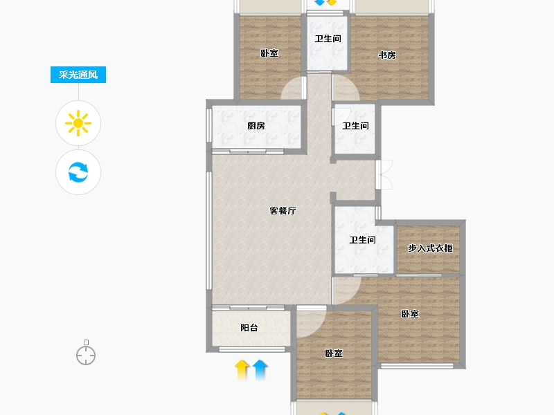 河南省-郑州市-绿城明月江南-132.00-户型库-采光通风