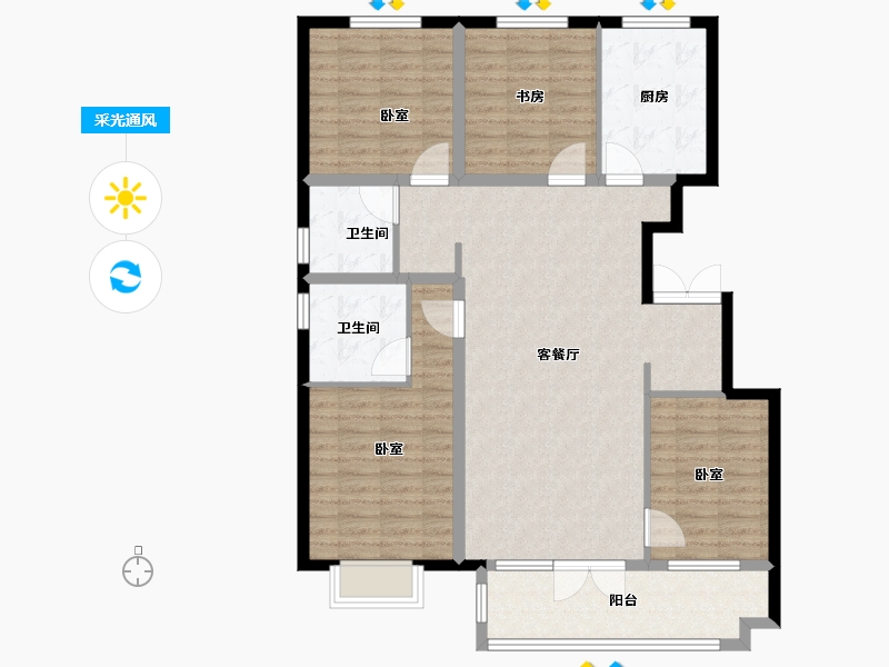 山东省-烟台市-鲁商公馆-116.00-户型库-采光通风