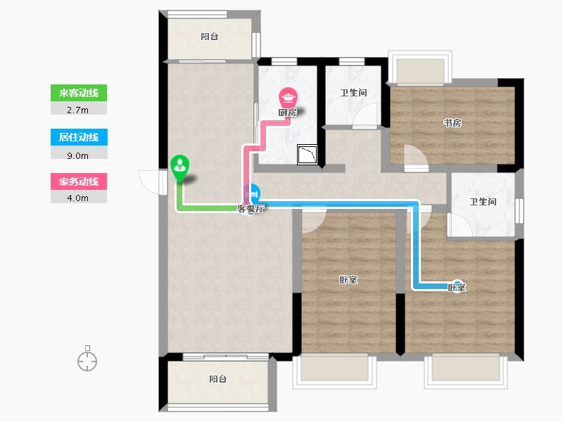 河南省-郑州市-法兰原著·半岛-90.18-户型库-动静线