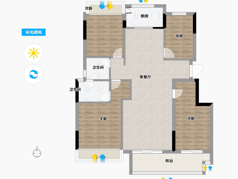 安徽省-宣城市-尚城江南府-102.99-户型库-采光通风