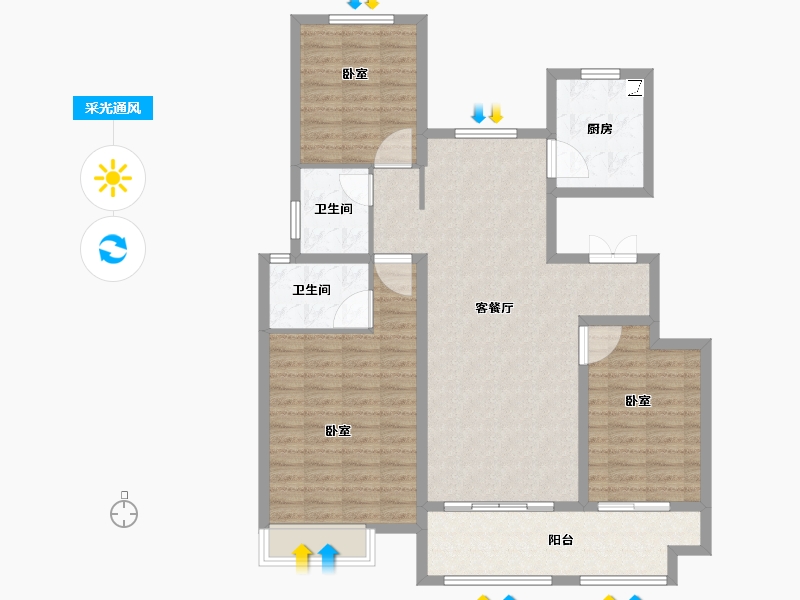 山东省-菏泽市-中丞玖璋台-110.01-户型库-采光通风