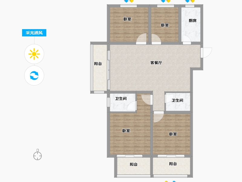 山东省-菏泽市-中央公馆（文庭雅苑）-120.18-户型库-采光通风