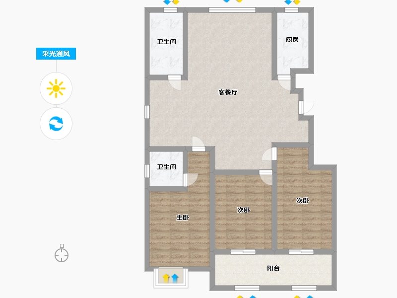 山东省-潍坊市-滨海福地世家-105.99-户型库-采光通风