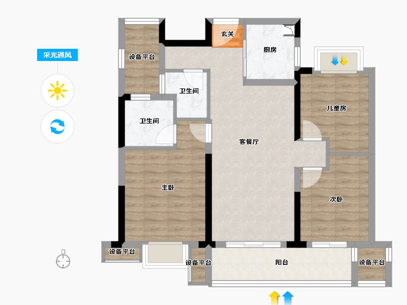 浙江省-台州市-海伦堡玖悦府-84.01-户型库-采光通风