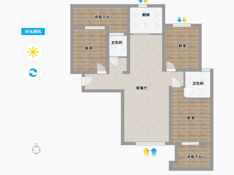 河南省-洛阳市-古都天玺-102.86-户型库-采光通风