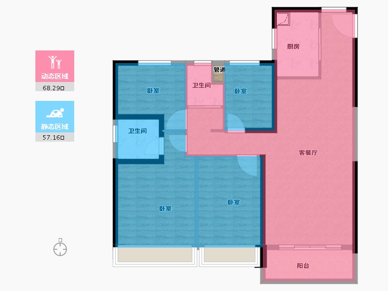 山东省-菏泽市-菏泽碧桂园天汇-113.58-户型库-动静分区