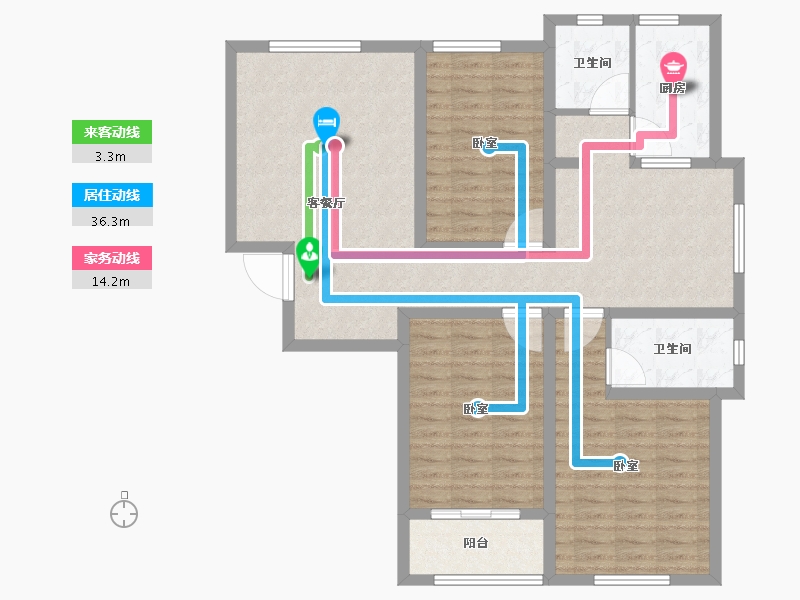 山东省-德州市-德房·正宁居-107.94-户型库-动静线