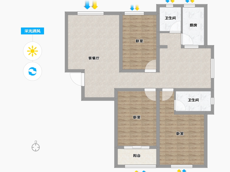 山东省-德州市-德房·正宁居-107.94-户型库-采光通风