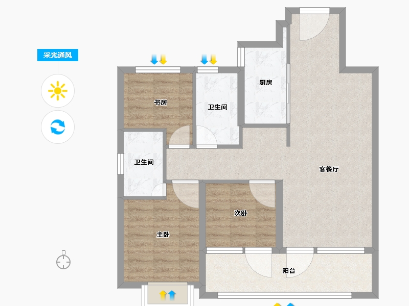 山东省-青岛市-青岛海洋活力区|融创中心·融耀-77.96-户型库-采光通风