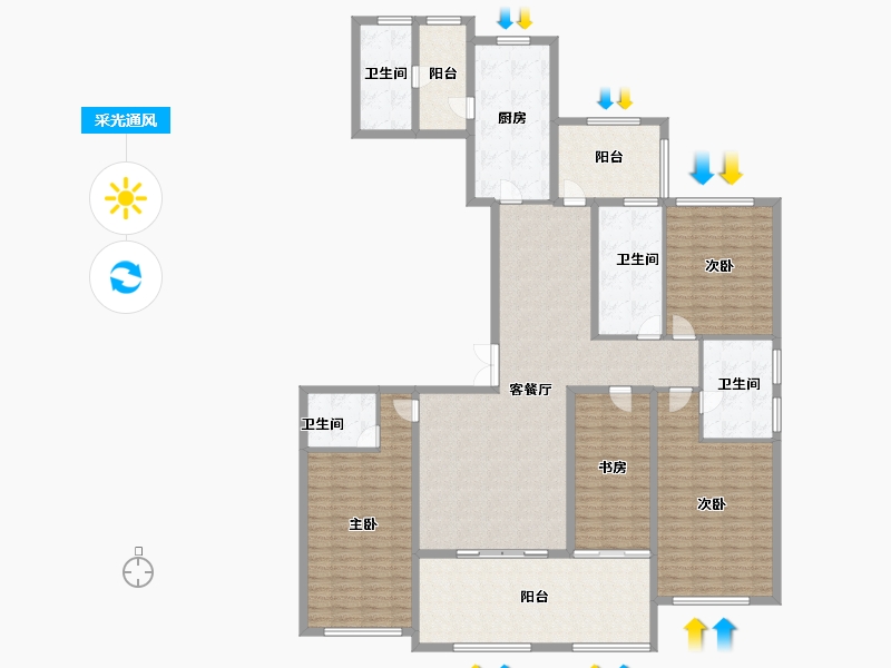 山东省-威海市-盛德海湾国际-191.00-户型库-采光通风