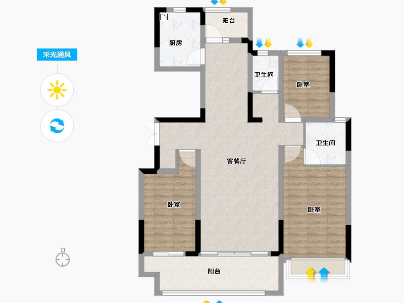 河南省-洛阳市-美的浩德云熙府-105.00-户型库-采光通风