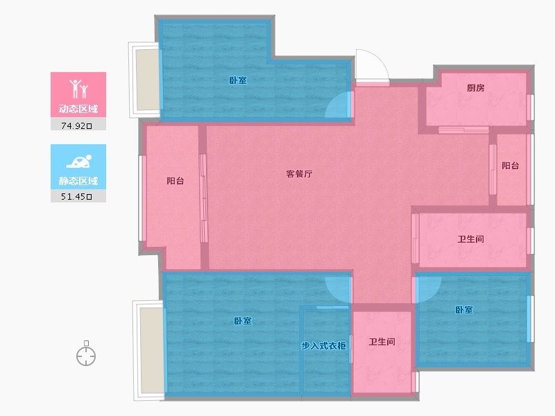 山东省-菏泽市-曹县金纬国宾府-113.88-户型库-动静分区