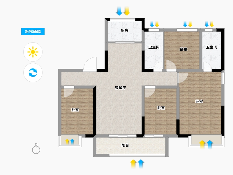 河南省-郑州市-昌建翡翠苑-114.00-户型库-采光通风