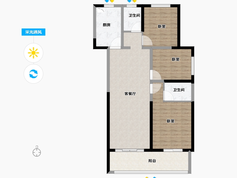 河南省-郑州市-名门翠园-104.51-户型库-采光通风