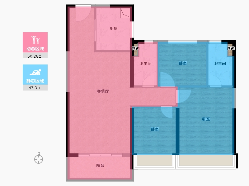 山东省-菏泽市-菏泽碧桂园天汇-94.00-户型库-动静分区