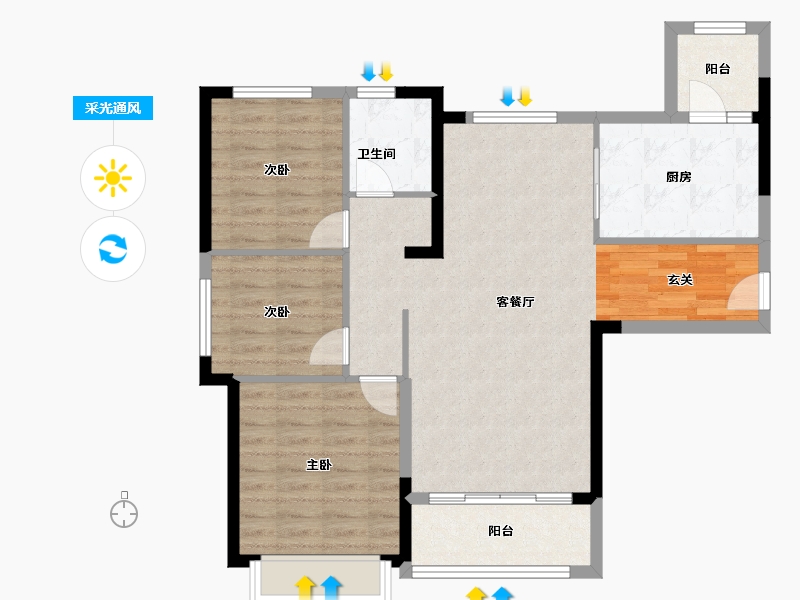 安徽省-滁州市-恒大湖山半岛-88.09-户型库-采光通风