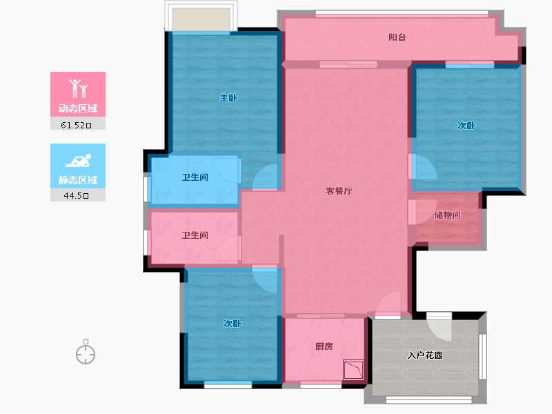 江苏省-淮安市-华德力运河城-102.45-户型库-动静分区