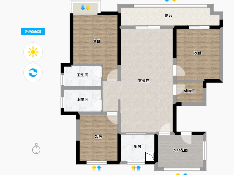 江苏省-淮安市-华德力运河城-102.45-户型库-采光通风