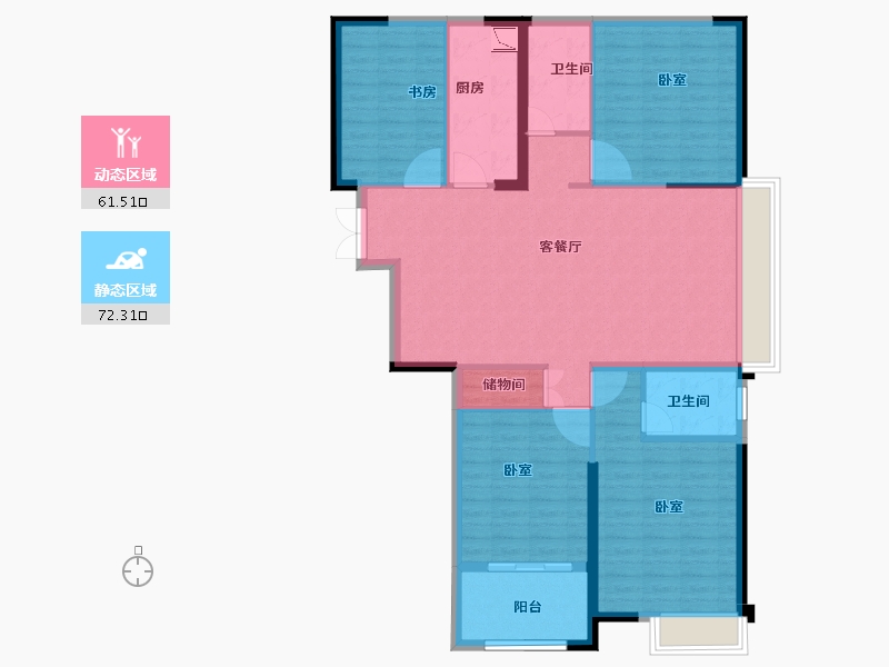 山东省-菏泽市-龙翔中央檀府-121.58-户型库-动静分区