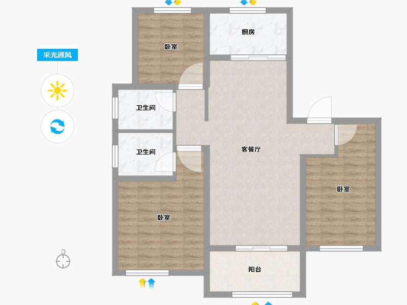 山东省-德州市-玲珑·君悦欧典-94.00-户型库-采光通风