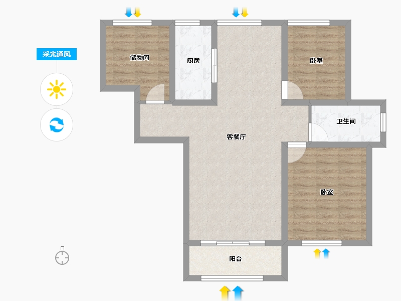 新疆维吾尔自治区-乌鲁木齐市-中泰雅居二期-81.85-户型库-采光通风