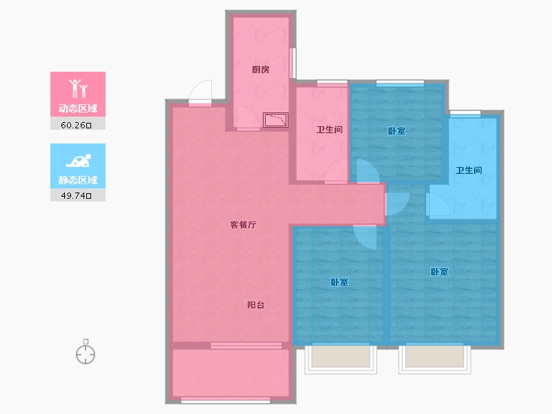 山东省-烟台市-烟台华润中心商住-98.00-户型库-动静分区