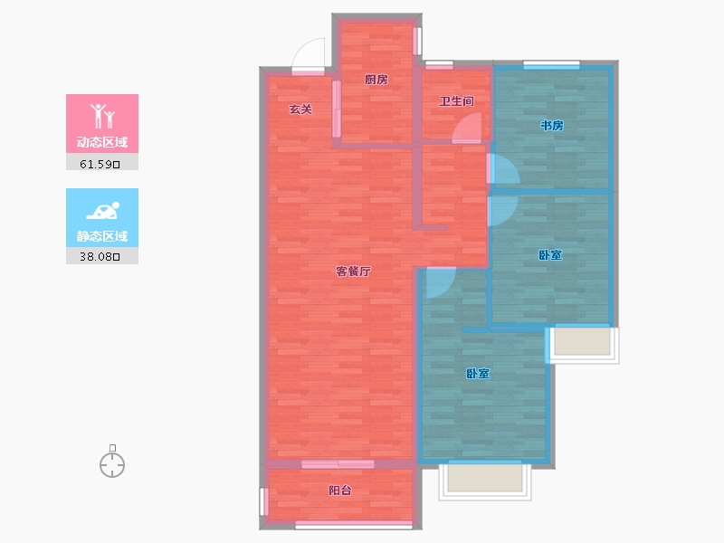 山东省-青岛市-海尔产城创世纪公馆-89.76-户型库-动静分区