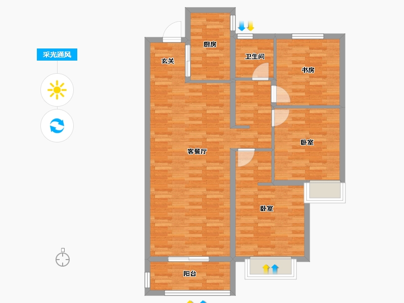 山东省-青岛市-海尔产城创世纪公馆-89.76-户型库-采光通风