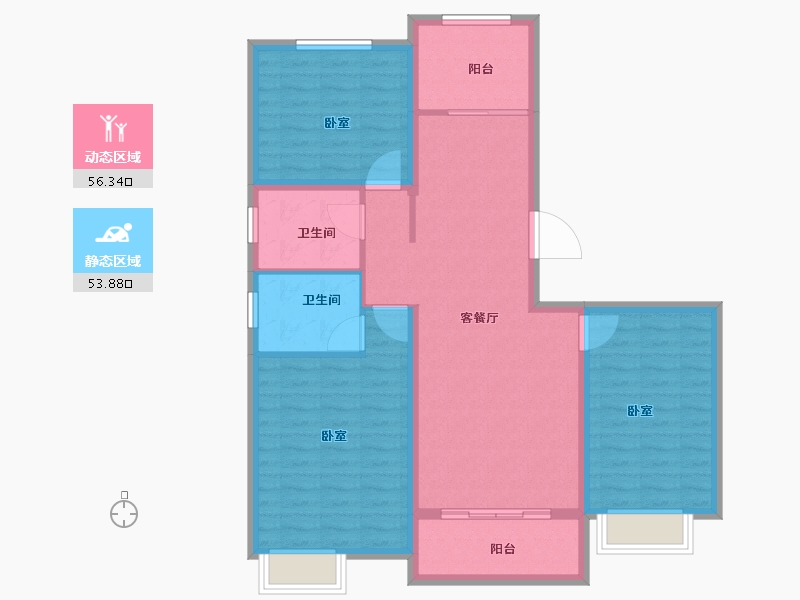 山东省-菏泽市-冠泽海棠湾-99.40-户型库-动静分区