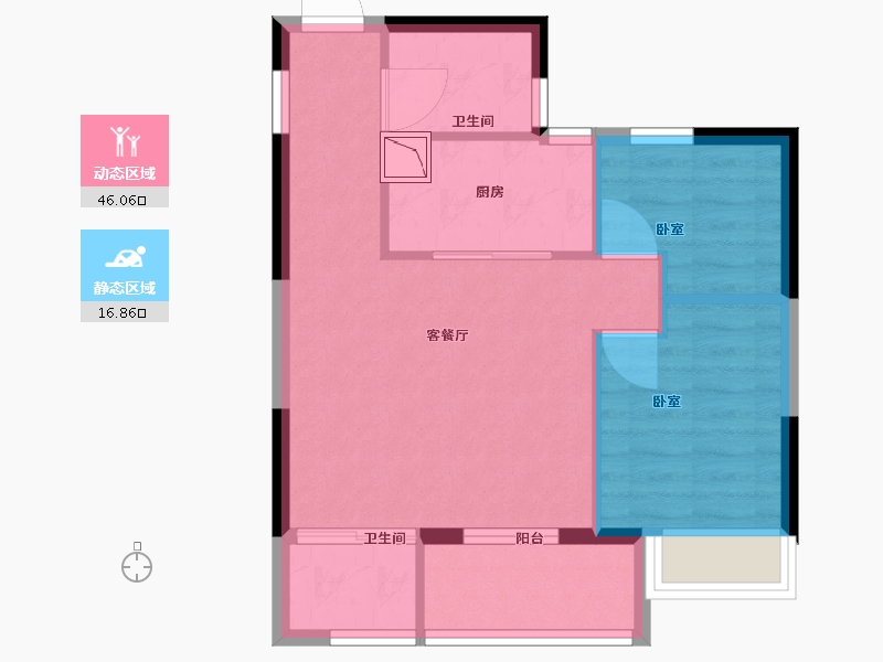 浙江省-绍兴市-海湾新城-56.00-户型库-动静分区