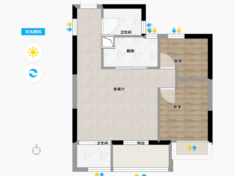 浙江省-绍兴市-海湾新城-56.00-户型库-采光通风