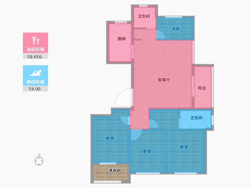 浙江省-绍兴市-大地西城美院-110.99-户型库-动静分区