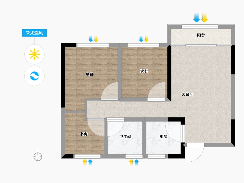 山东省-威海市-恒和家园-70.00-户型库-采光通风