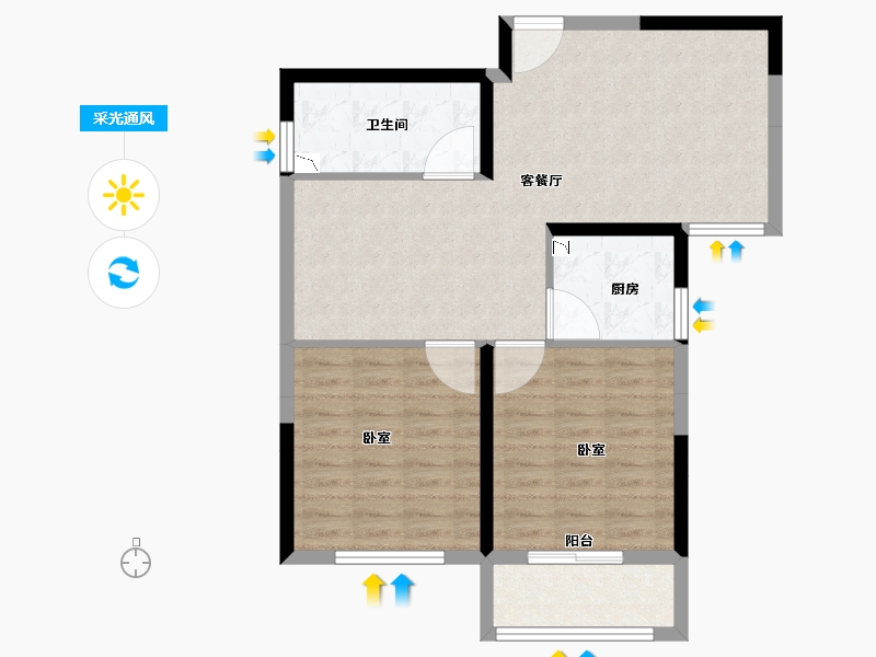 河南省-洛阳市-洛浦金苑-76.21-户型库-采光通风