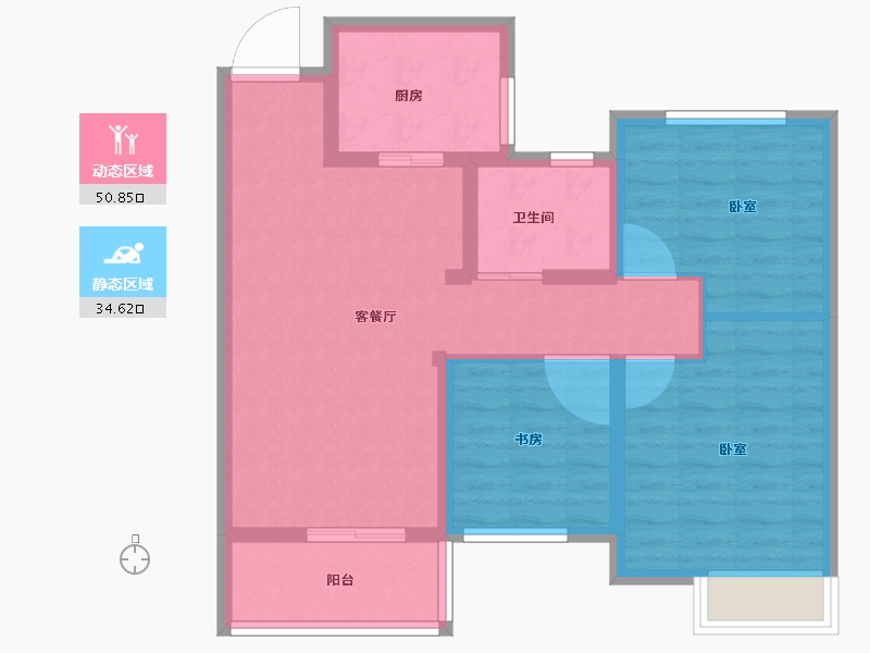 河南省-郑州市-绿城明月江南-75.99-户型库-动静分区