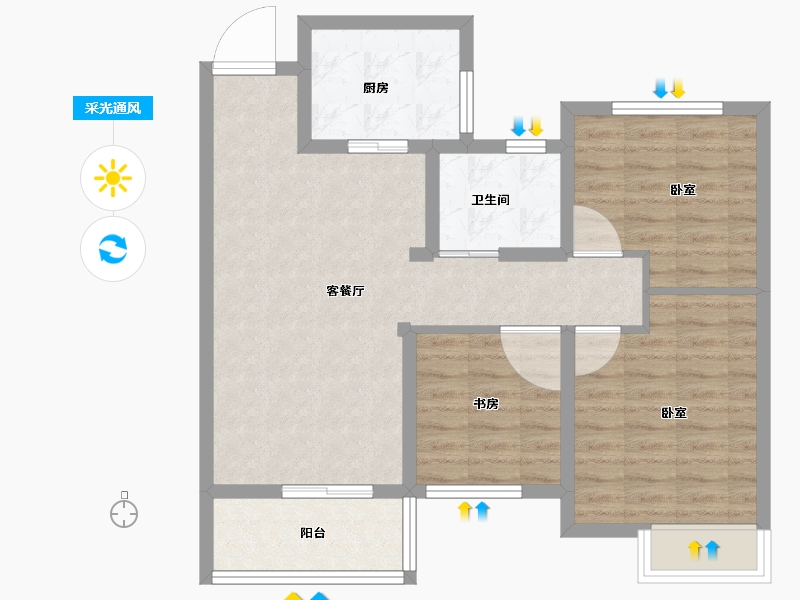 河南省-郑州市-绿城明月江南-75.99-户型库-采光通风