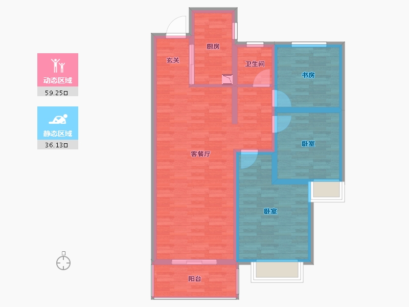 山东省-青岛市-海尔产城创世纪公馆-85.19-户型库-动静分区