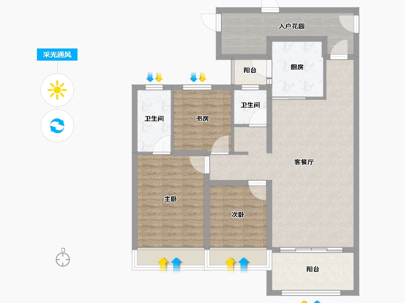 山东省-滨州市-双泰•建大城-102.00-户型库-采光通风