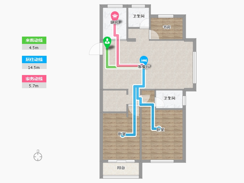 浙江省-绍兴市-大地西城美院-84.81-户型库-动静线