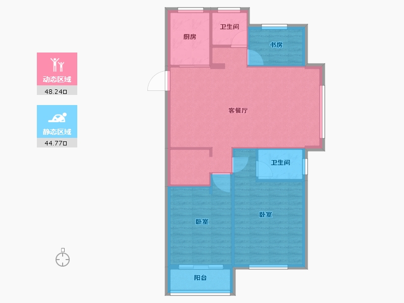 浙江省-绍兴市-大地西城美院-84.81-户型库-动静分区