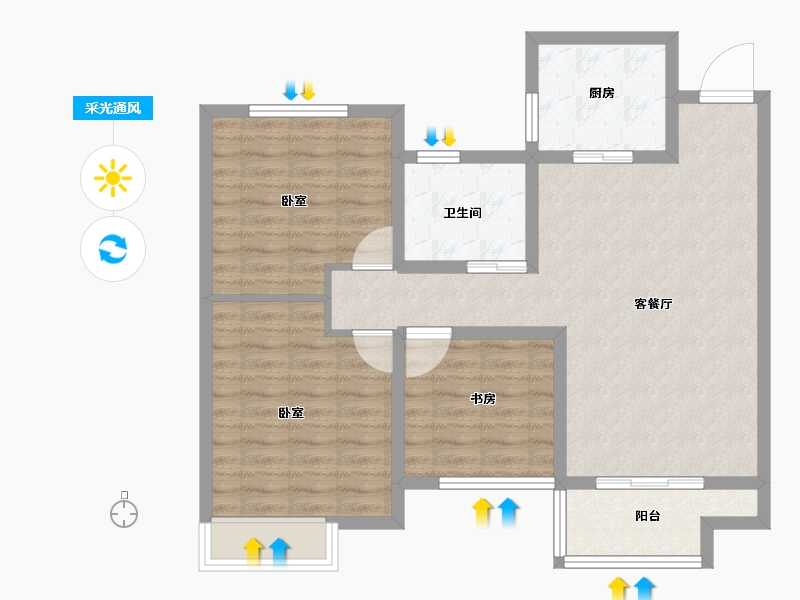 河南省-郑州市-绿城明月江南-83.99-户型库-采光通风