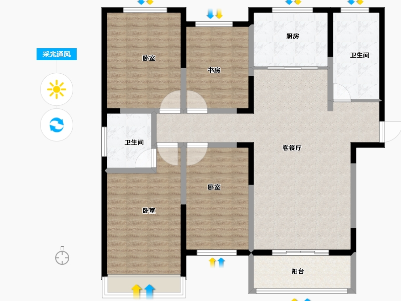 河南省-安阳市-中华世纪城-133.30-户型库-采光通风