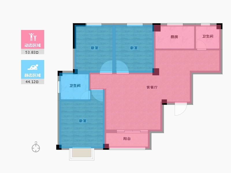 河南省-郑州市-安恒品邸-87.00-户型库-动静分区