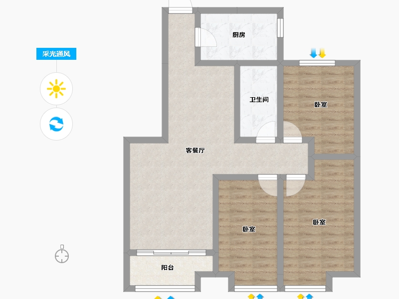 山东省-滨州市-玉龙苑-82.83-户型库-采光通风