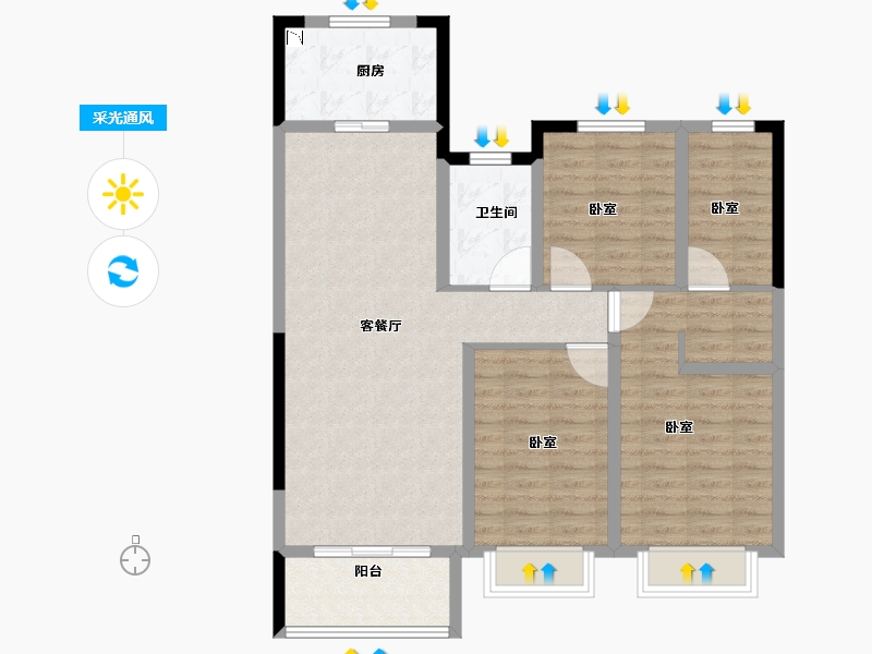 浙江省-绍兴市-诸暨宝龙广场-95.00-户型库-采光通风