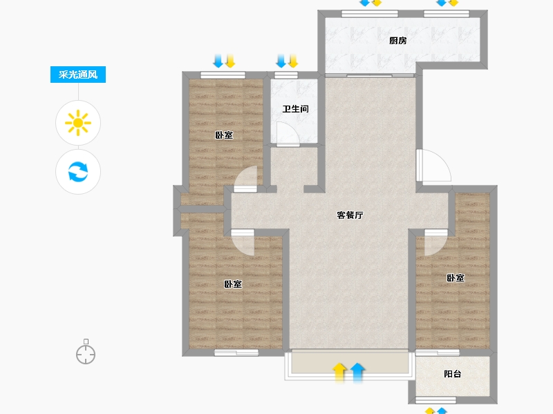 山东省-滨州市-双泰•建大城-102.00-户型库-采光通风