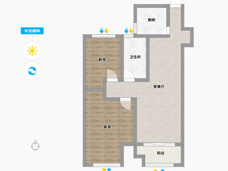 山东省-滨州市-玉龙苑-64.33-户型库-采光通风