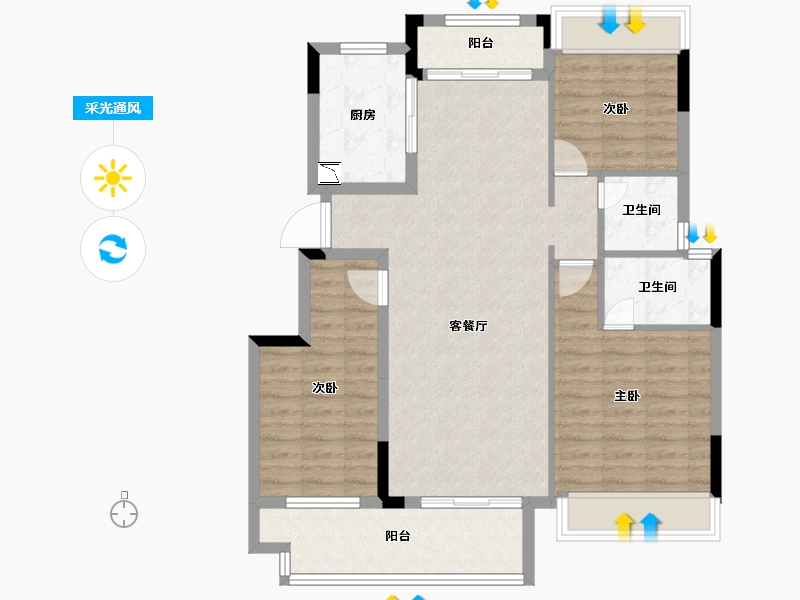 安徽省-宣城市-尚城江南府-93.99-户型库-采光通风